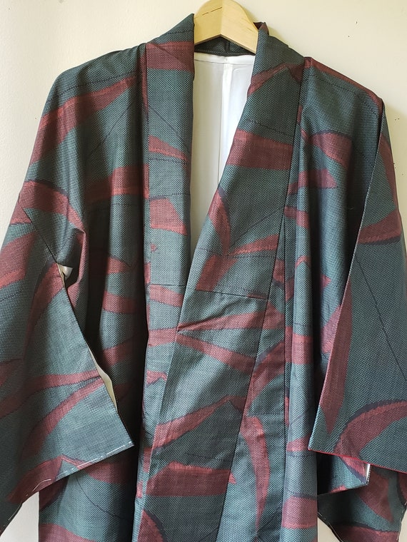 Vintage Kimono Oshima Tsumugi Silk Ikat, Full Len… - image 1