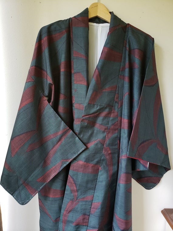 Vintage Kimono Oshima Tsumugi Silk Ikat, Full Len… - image 4