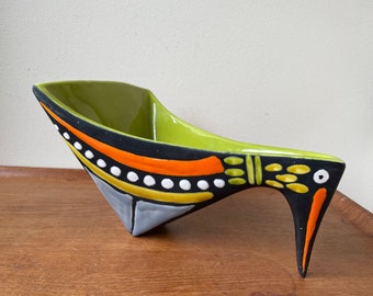 Vintage Raymor Ceramic Bird Bowl, Italy, Mid Century Modern Collectible, in style of Roger Capron