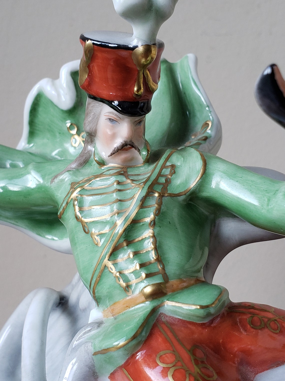 Vintage Herend Figurine Soldier Riding Fighting Griffin Etsy