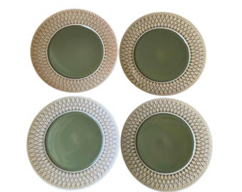 Vintage Jens Quistgaard Relief Dinner Plates (4) Kronjyden Nissen, Denmark, Danish Modern Stoneware