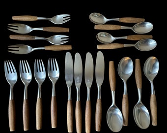 Rare Vintage Dansk Flatware Fjord (1954), Jens Quistgaard Design, Stainless, Made in Germany, Complete 20 pcs Set and More, Danish Modern