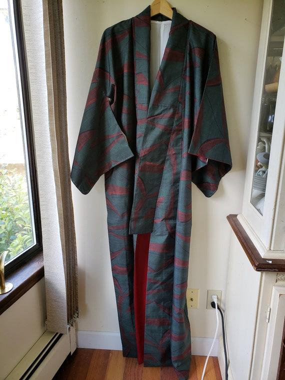 Vintage Kimono Oshima Tsumugi Silk Ikat, Full Len… - image 2