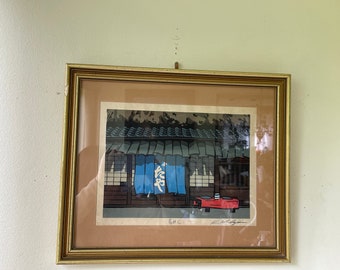 Vintage Original Woodblock Print by Katsuyuki Nishijima (1945 -), Japan, "春めく”, Framed