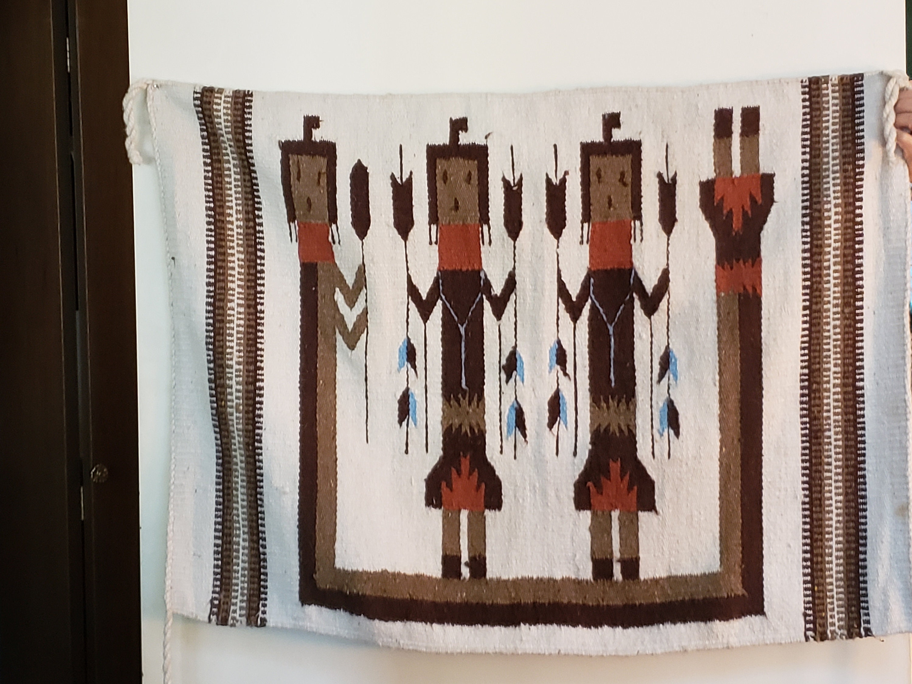 Vintage Hand Woven Navajo Yei Wall Hanging Wool Tapestry Etsy UK