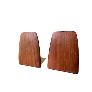 Danish Modern Teak Bookends, Kai Kristiansen-style, Brass. Office Accessory, Vintage, Mid Century Modern