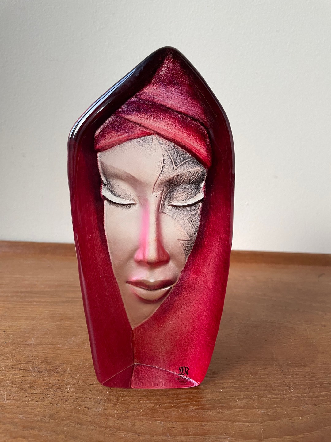 Mats Jonasson Engraved Lead Crystal Female Head Sculpture Etsy
