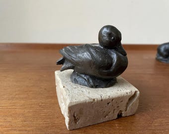 Sigfried Siggy Puchta Bronze Duck Sculpture, Bird Figurine, Canada, Numbered Limited Edition, Vintage