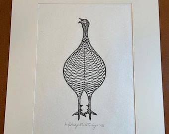 Jacques Hnizdovsky Hand Printed Original Woodcut "White Turkey" 1975, Signed, Numbered, with Certificate of Authenticity