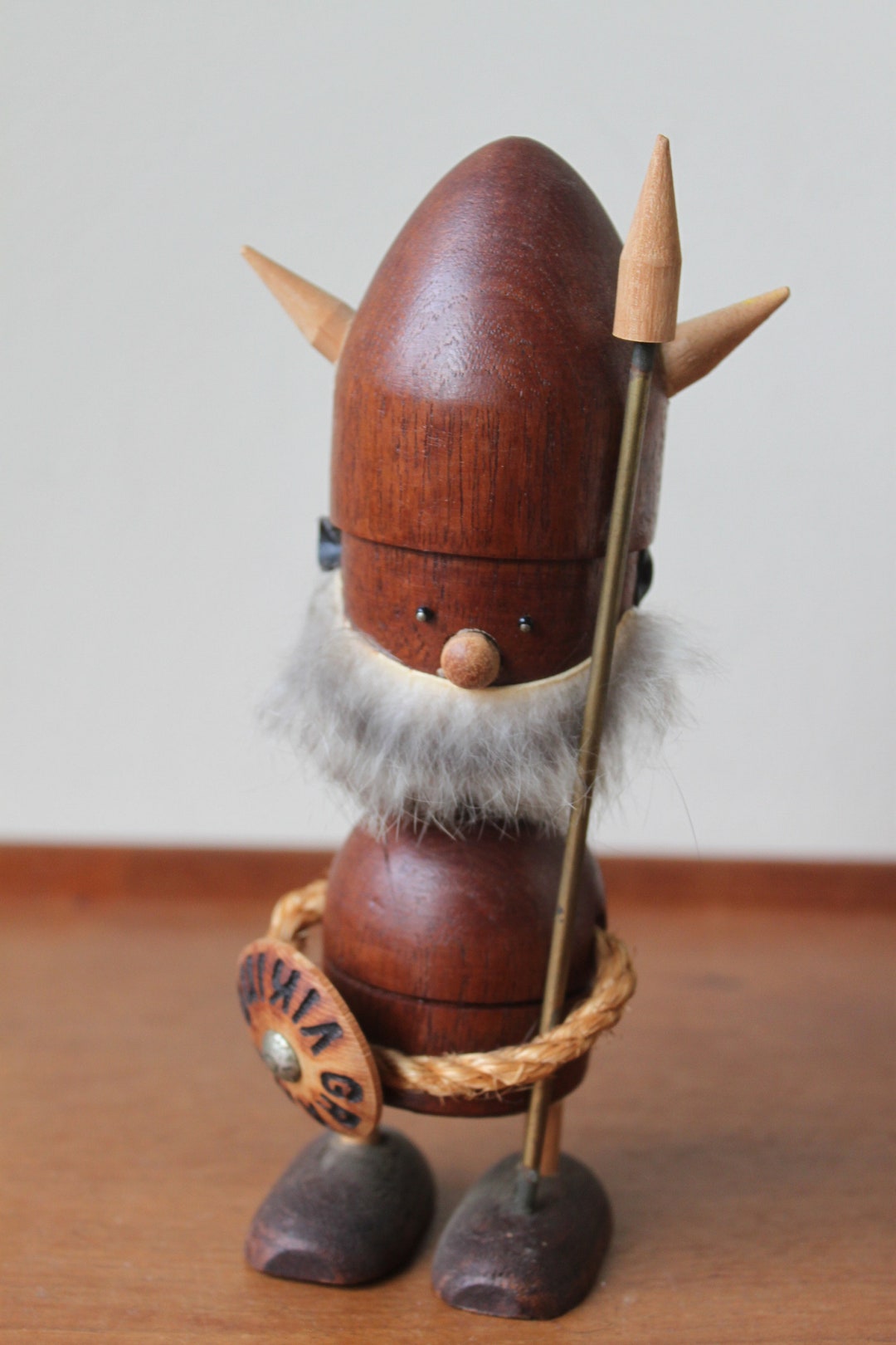 Vintage Danish Teak Wood Viking Figurine, Danish Modern, Scandinavian