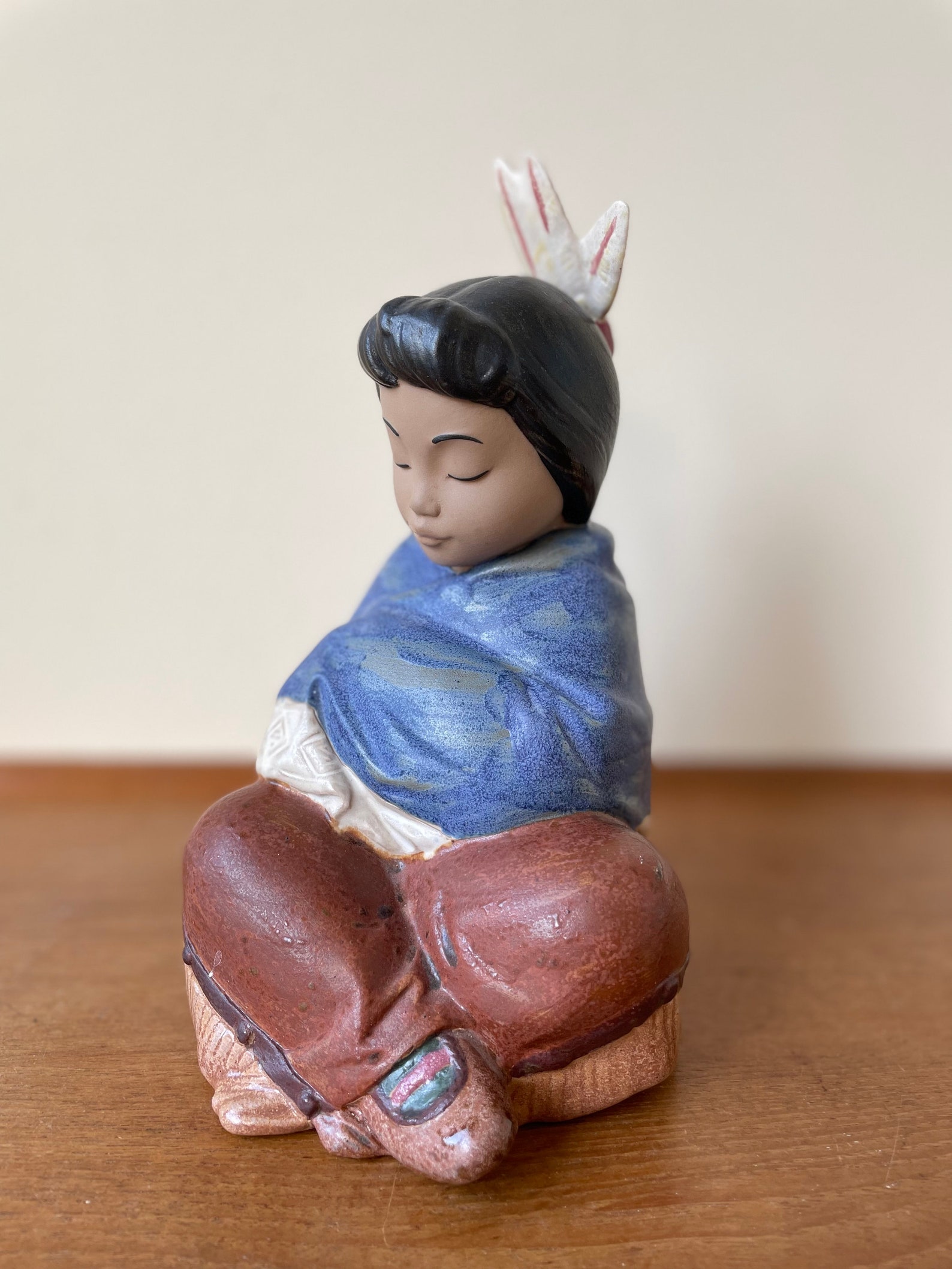 Vintage Nadal Ceramic Figurine of Native American Girl Etsy
