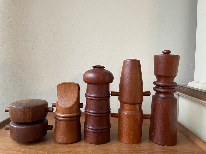 Vintage Dansk Designs Teak Peppermill Double Barrel 824 by Jens Quistgaard, Collectible Pepper Mill, Salt Shaker image 8