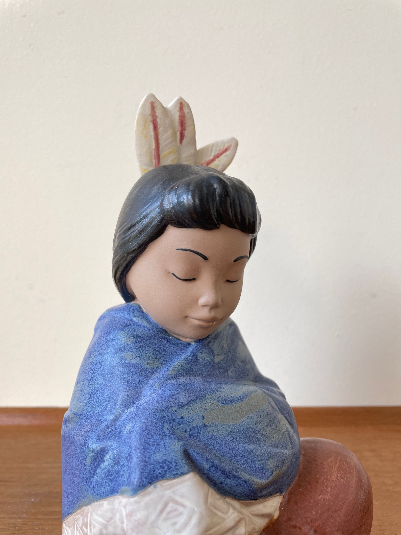 Vintage Nadal Ceramic Figurine of Native American Girl Etsy