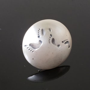 Vintage Modernist Sterling Silver Ring, Footsteps, Finland, Scandinavian, Size 6.5
