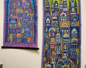 Vintage Batik Art tapestry by Katrin Og Stefan, Iceland, Signed, Stamped, Scandianvian Modern Decor, Wall Hanging
