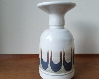 Vintage Mid Century Modern Studio Pottery Vase, Marked but Unidentified. White Stoneware, Modernist, Possibly German