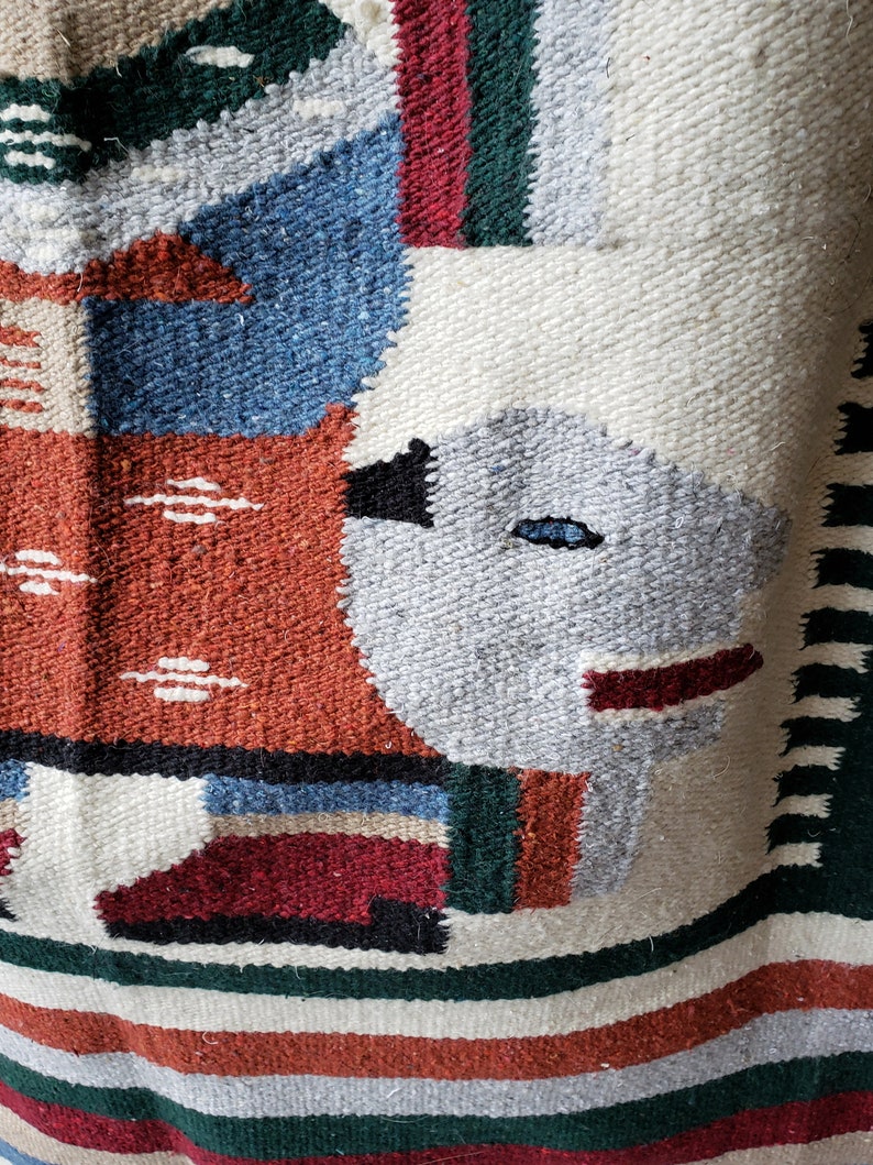 Vintage Mexican Handwoven Blanket Aztec Mayan Design Throw Etsy Canada