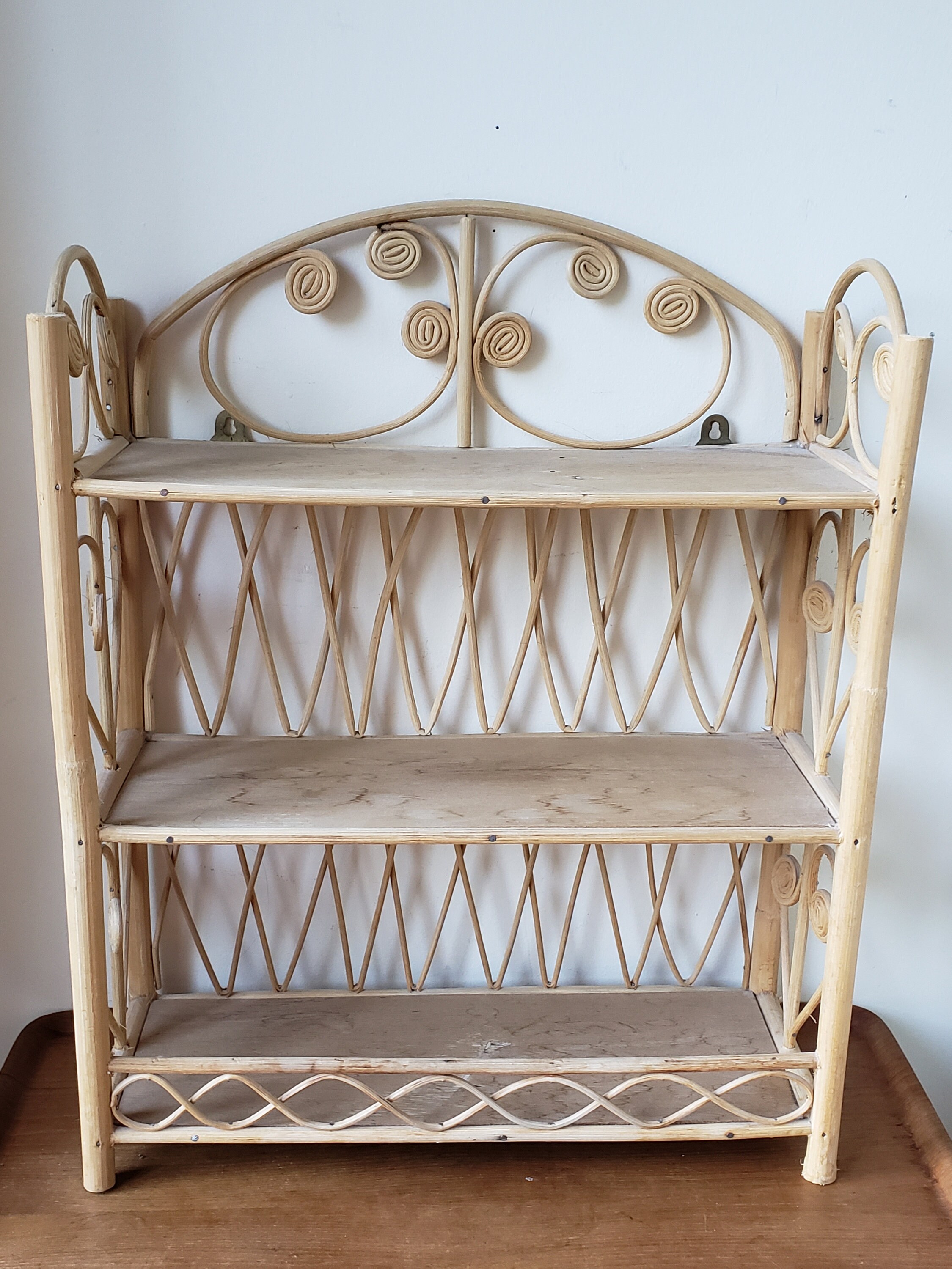 Rattan Wicker Wall Hanging Display Shelf Shelves Standing Etsy Canada