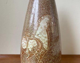 Mid Century Modern Alfaraz Studio Pottery Vase, Horse, Spain, Vintage Collectible,