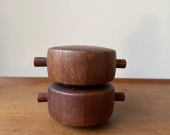 Vintage Dansk Designs Teak Peppermill "Double Barrel" 824 by Jens Quistgaard, Collectible Pepper Mill, Salt Shaker