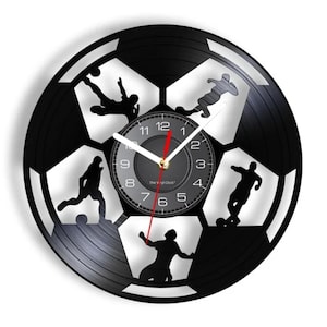 Football Vinyl Record Clock - With or Without LED lights - Soccer Football Rotation