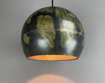 Handcrafted brass pendant light - oxidized brass dome light - modern brass hanging lamp - ceiling light fixture - kitchen island light
