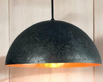 Luxury handcrafted black patina copper pendant light - island kitchen lighting fixture - farmhouse light chandelier - handmade copper light
