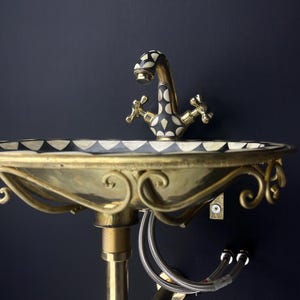Wall mount sink - Wall hung sink - Laundry room sink - Powder room sink - Brass faucets sink - Wall mounted sink - Powder room tap - Free standing sink - Wall mount basin - Bathroom vanity - Bath wall mount sink - Bathroom hung basin