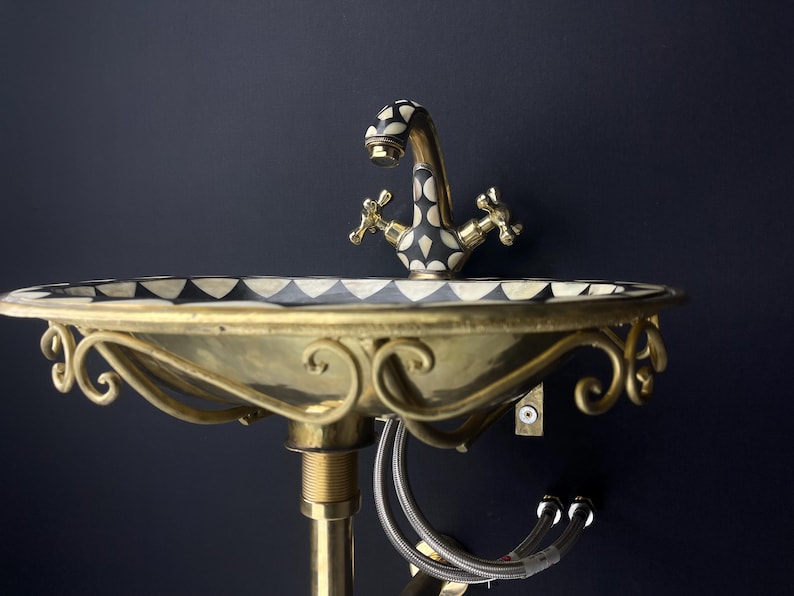 Wall mount sink - Wall hung sink - Laundry room sink - Powder room sink - Brass faucets sink - Wall mounted sink - Powder room tap - Free standing sink - Wall mount basin - Bathroom vanity - Bath wall mount sink - Bathroom hung basin