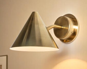 Polished brass outdoor wall sconce - minimalist brass wall light fixture - solid brass indoor outdoor light - handcrafted brass sconce