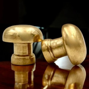 Unlacquered brass mushroom cabinet knobs - round drawer pulls - solid brass kitchen knobs - pure brass drawer pulls - brass dresser Pulls