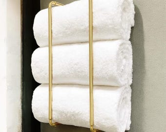 Wall mounted brass bathroom towel rack - space-saving storage solution for modern bathrooms - bathroom Decor - towel Storage - towel Rack