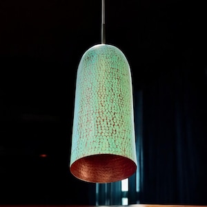 Green patina copper ceiling light, Kitchen island pendant lights - copper patina pendant light - farmhouse copper pendant light