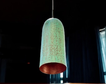 Green patina copper ceiling light, Kitchen island pendant lights - copper patina pendant light - farmhouse copper pendant light