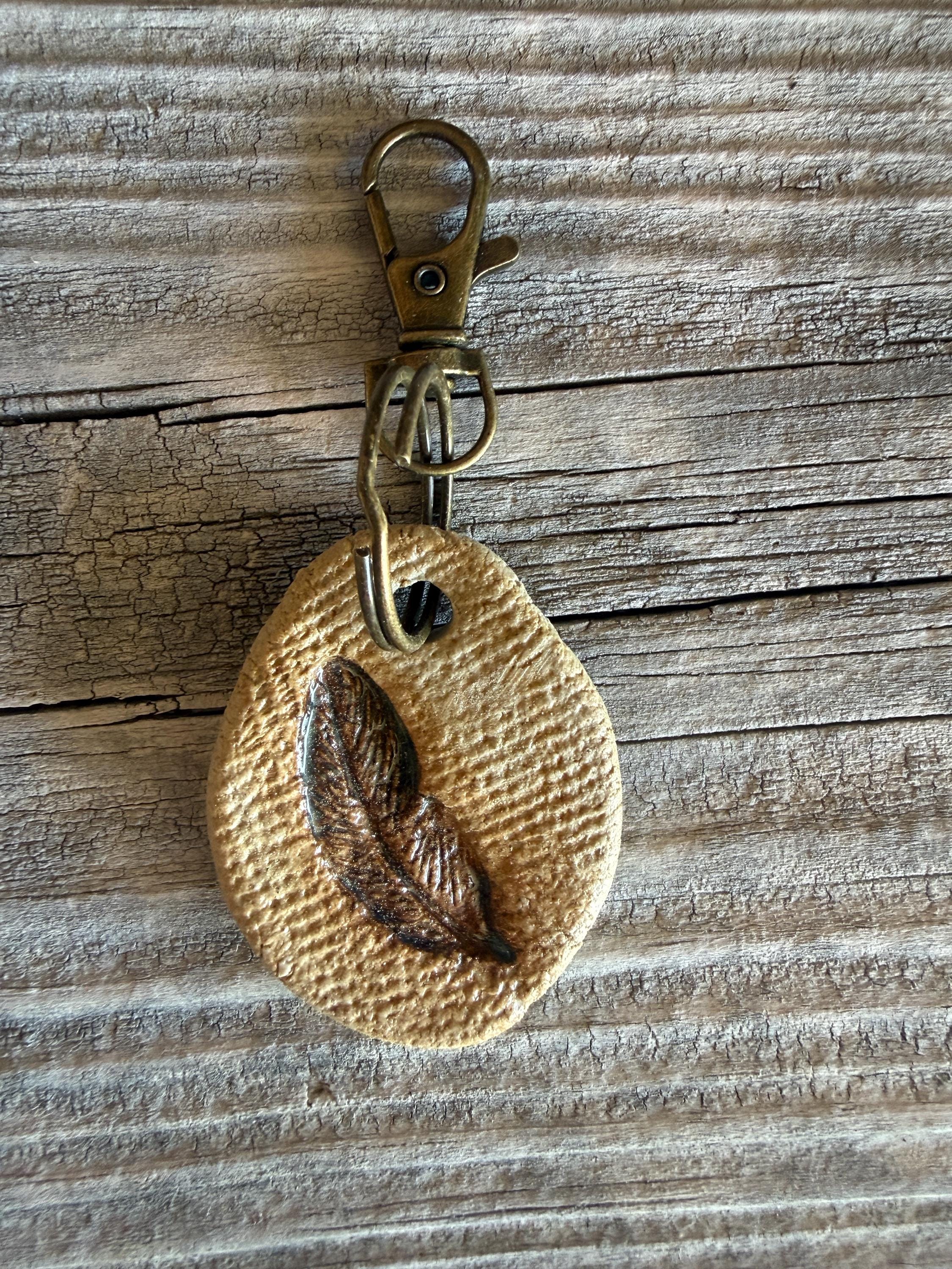 Handmade Ceramic Keychain – Beach Shell, Starfish, Honeybee, Feather ...