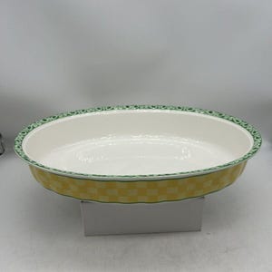 Vintage Villeroy & Boch &#39;Wechsel Sommerhaus&#39; Oval Backform | Oven-to-Table Kochgeschirr | Gelbes Karo Design