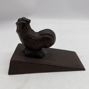 Hen Rooster Door Stop Cast Iron Metal Rustic Doorstop - door wedge - Painted