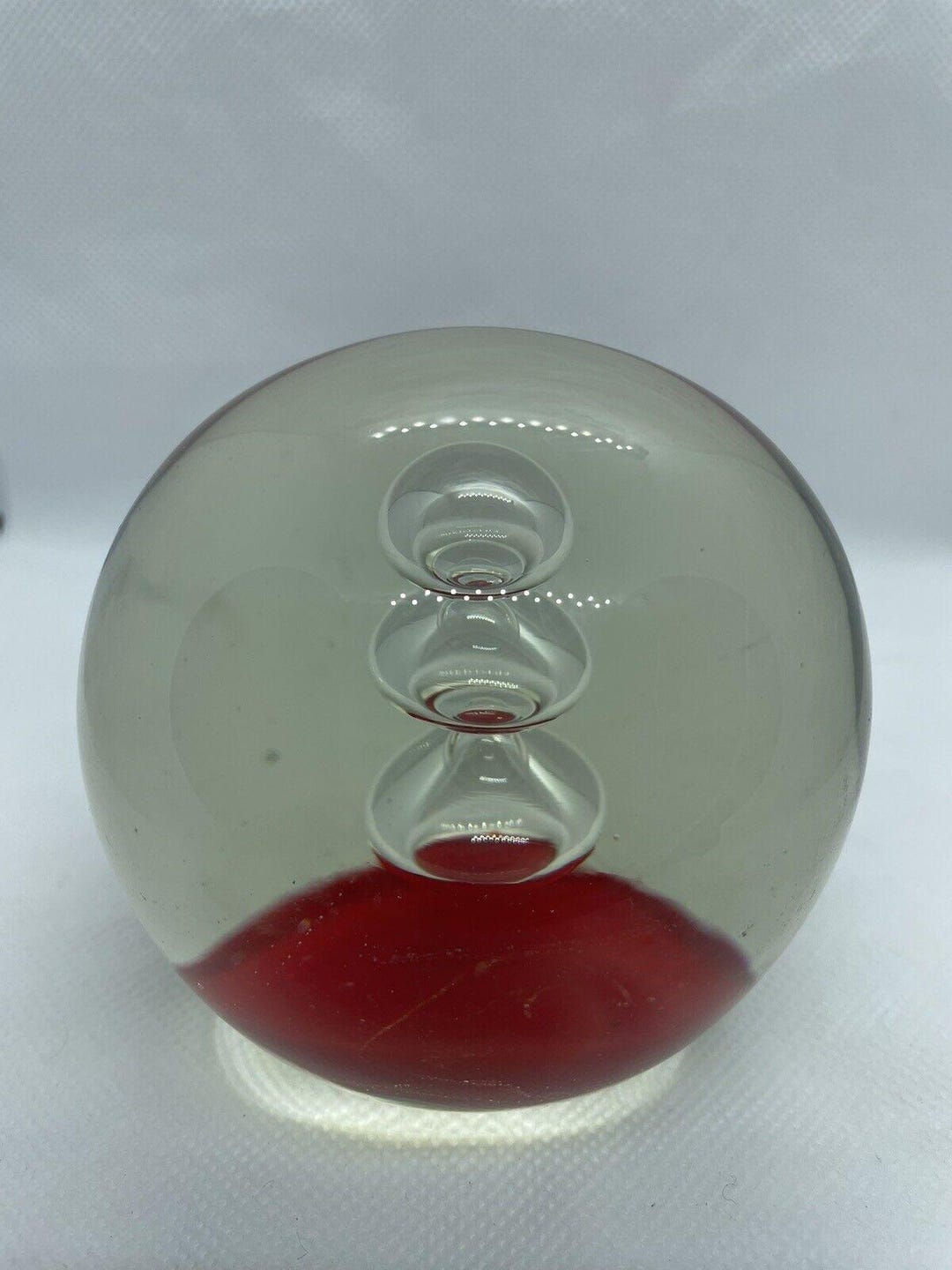 Inflatable Paperweight Vintage Large Heavy Glass Paperweight With Controlled Bubbles Red Base ...
