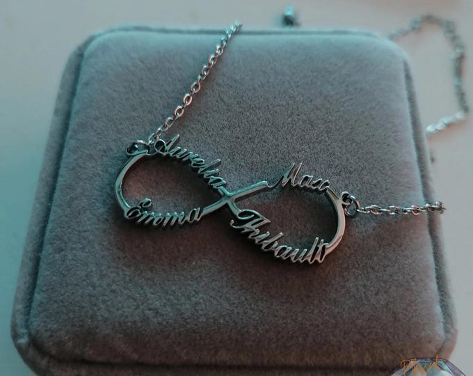 Custom Infinity Name Necklace Personalized | Family Names Pendant | Gold Silver Rose Gold | Mother Gift | Couples BFF Jewelry