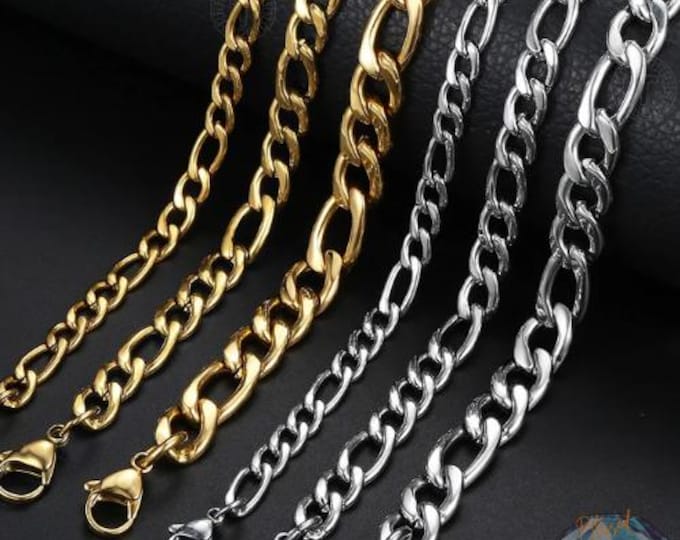 Gold & Silver Figaro Chain Bracelet for Men, Women Link Bracelet
