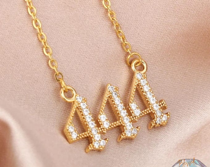 Angel Number Necklace Gold Silver | 111 222 333 444 555 777 888 999 | Spiritual Gift | Stainless Steel CZ Pendant Necklace Women