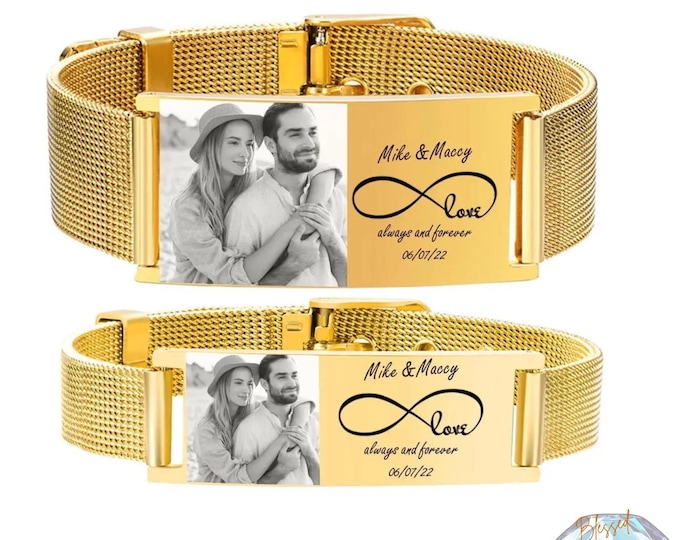 Custom Engraved Mesh ID Bracelet Men Women Stainless Steel Gold Silver Black – Personalized Name Bracelet | Father's Day Gift for Him Her