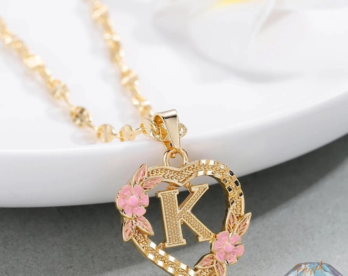Personalized Heart Initial Necklace – Custom Gold Letter Pendant, A–Z Alphabet Necklace, Dainty Jewelry