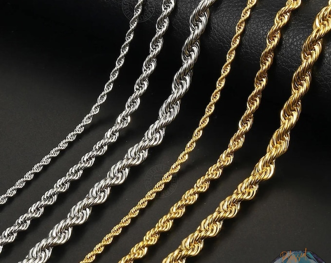 Stainless Steel Rope Chain – Gold or Silver By Blessed & Charmed Co.