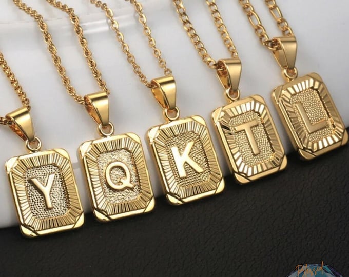Trendy Gold Stainless Steel  A–Z Letters Pendant Necklace
