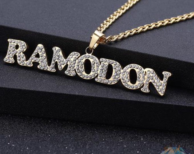 Personalized Custom Iced Out Name Pendant Necklace Zircon Hip Hop Jewelry With Cuban Chain