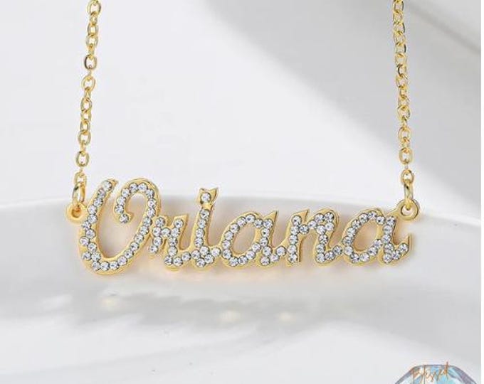 Custom Personalized Name Necklace Iced Out Zirconia Stainless Steel Necklace