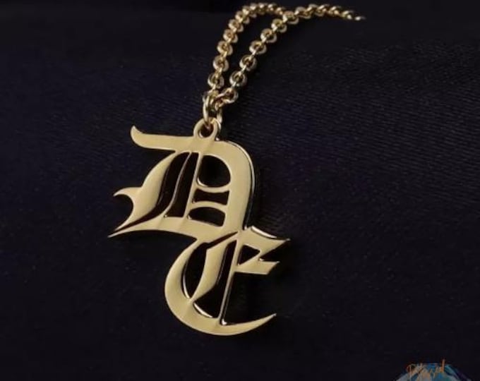 Vintage Old English Double Letters Necklace Gold Customized Nameplate Necklace For Women High Quality Stainless Steel Jewelry