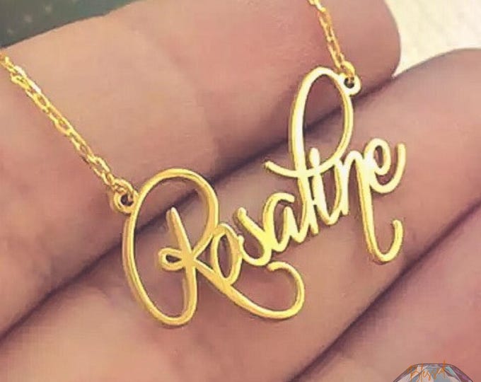 Custom Signature Name Necklace Personalized | Handwriting Cursive Nameplate | Memorial Gift | Stainless Steel Gold Silver