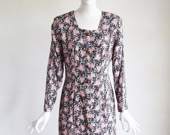 Vintage 80s WP2 by Diamond Boho Floral Print Rayon Dress M NOS w Tag
